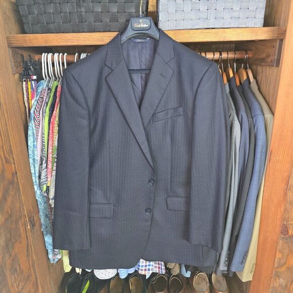 Brooks Brothers 1818 Madison SaxXon Navy Pinstripe Wool Blazer 45L - Picture 1 of 14